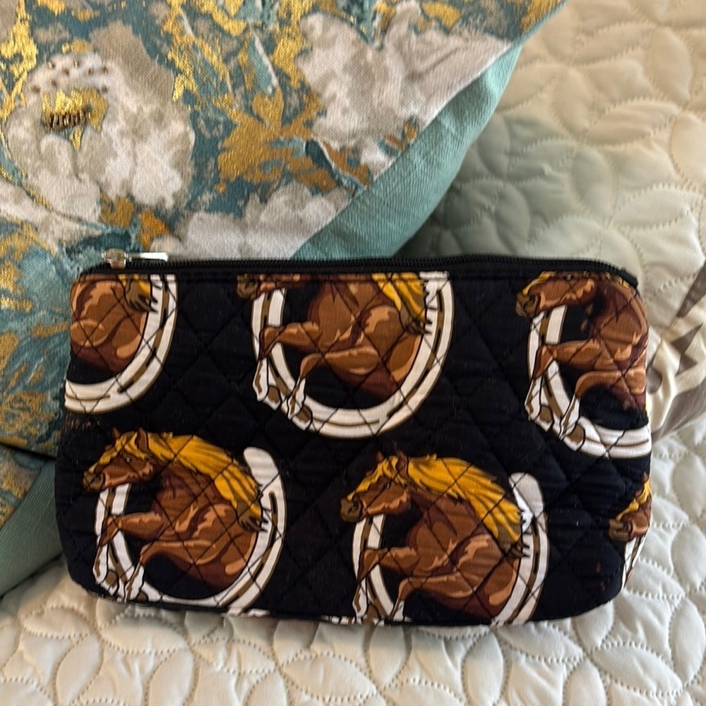 N.Gil Horse Print Quilted Cosmetic Bag Pouch
